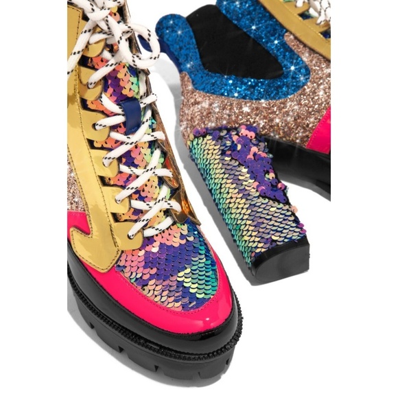 Last Size 7  🖤 Sparklin Patent Lug Sole Platform - Picture 7 of 8